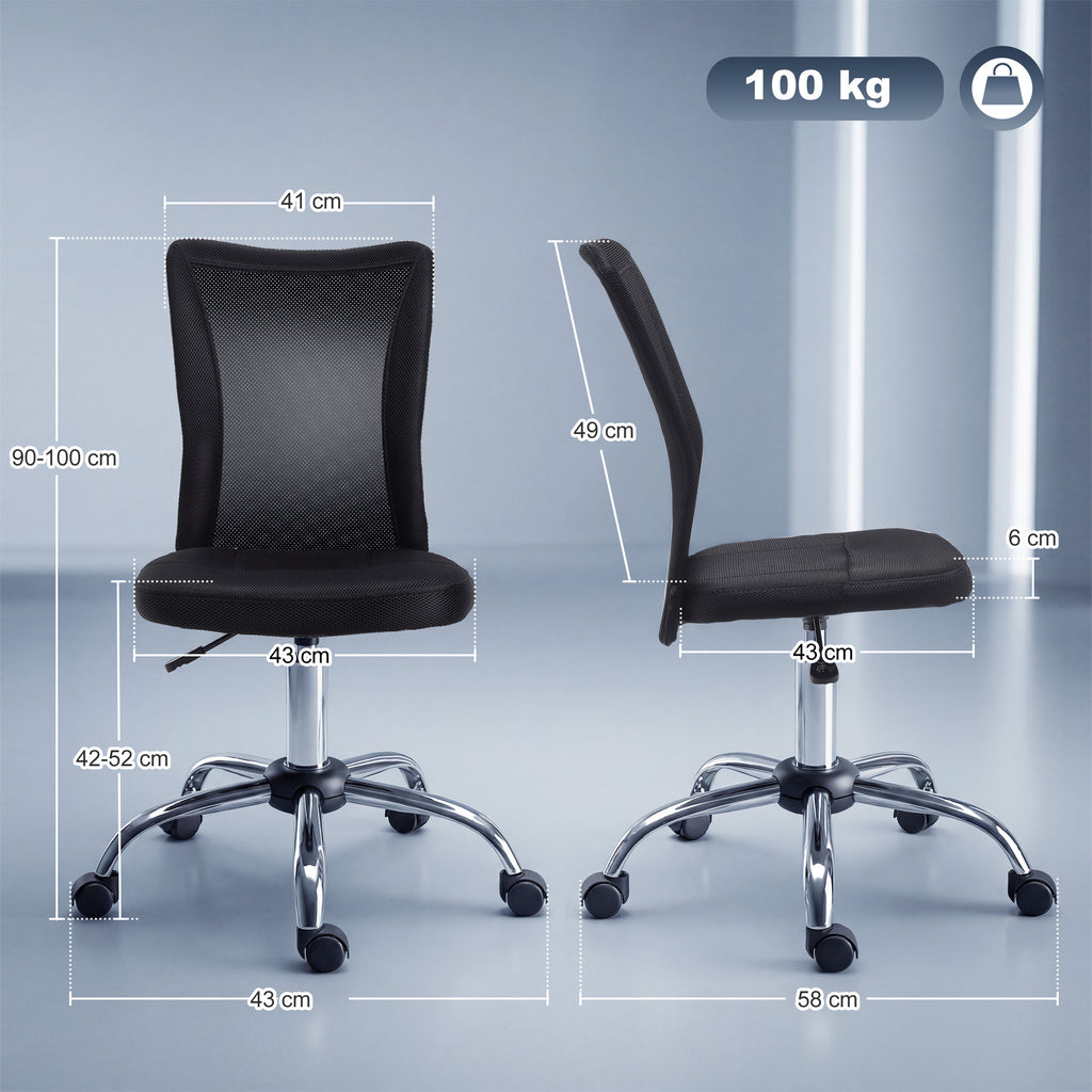 Chaise de Bureau Ergonomique, Fauteuil de Bureau, Hauteur Réglable, Piètement Chromé Noir