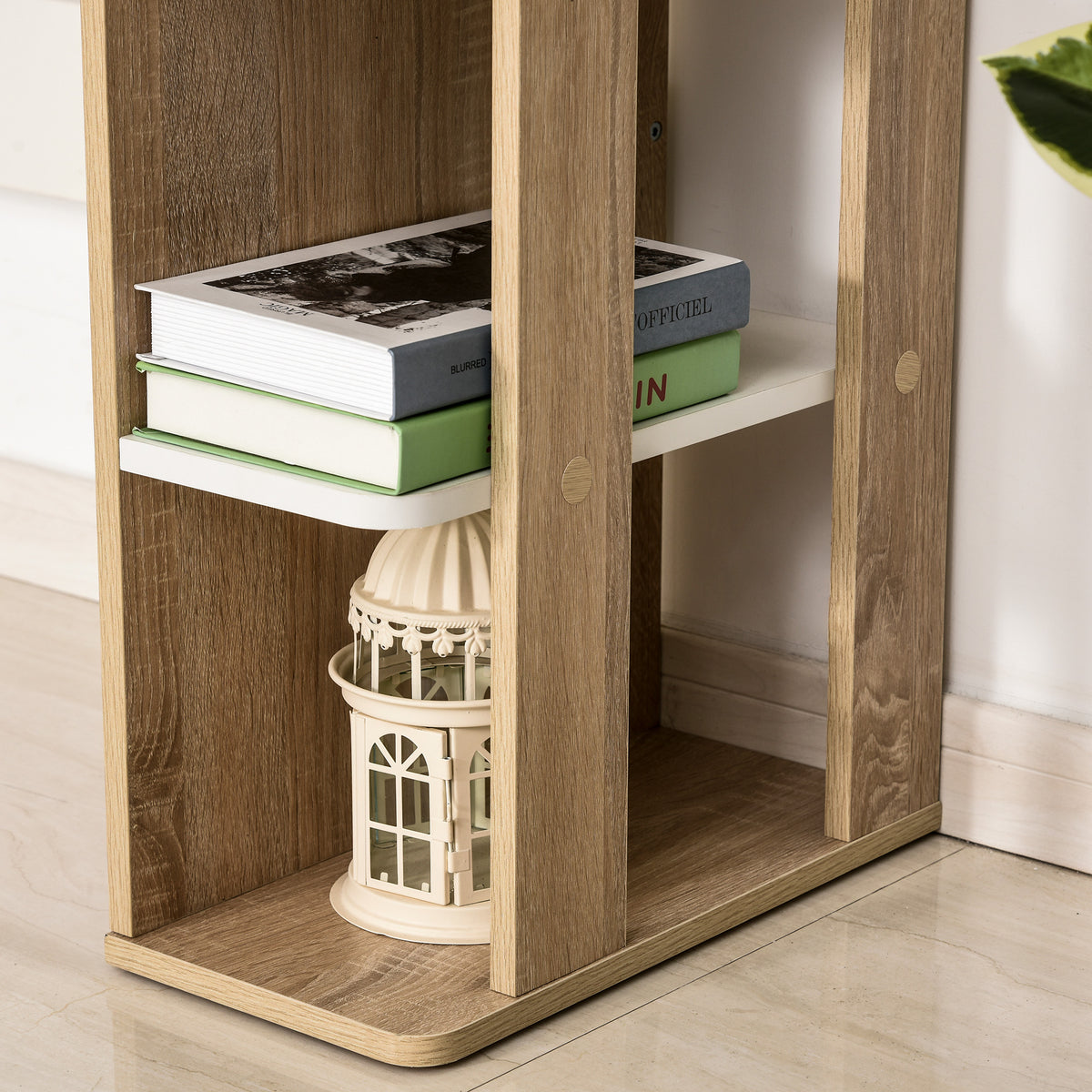 Bureau Informatique Table d'ordinateur 100L x 44l x 74H cm 3 étagères latérales en Bois Couleur chêne Clair Blanc