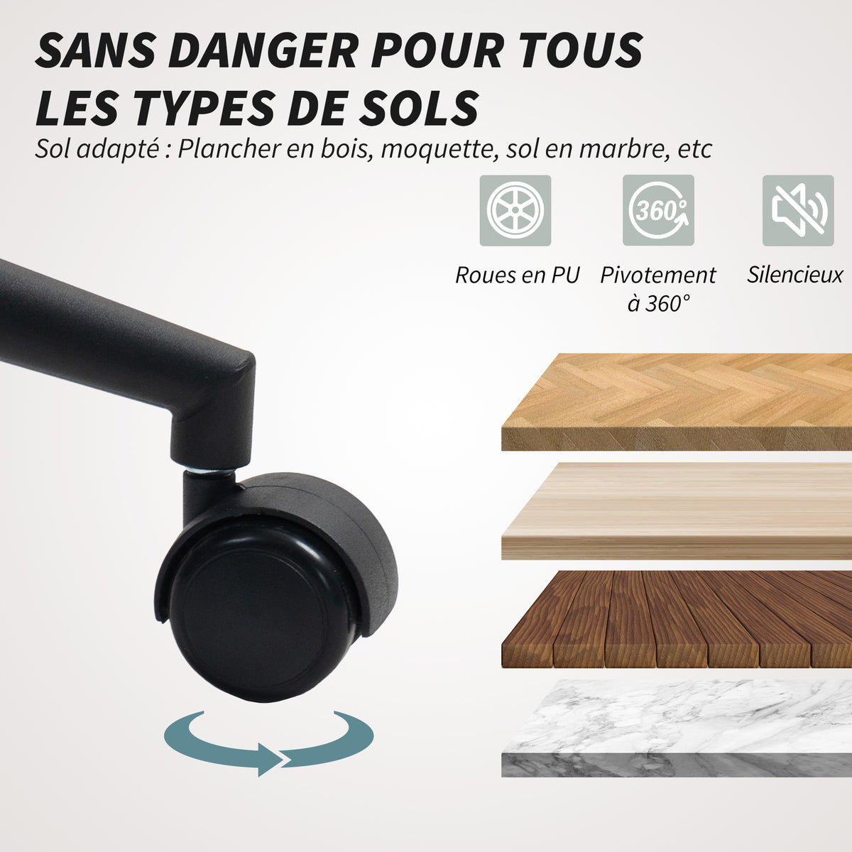 Chaise de bureau, fauteuil de bureau ergonomique réglable en hauteur, siège pivotante, fonction de bascule, beige