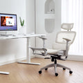 Chaise de bureau ergonomique en maille, fauteuil de bureau inclinable, accoudoirs 3D, appui-tête réglable, beige
