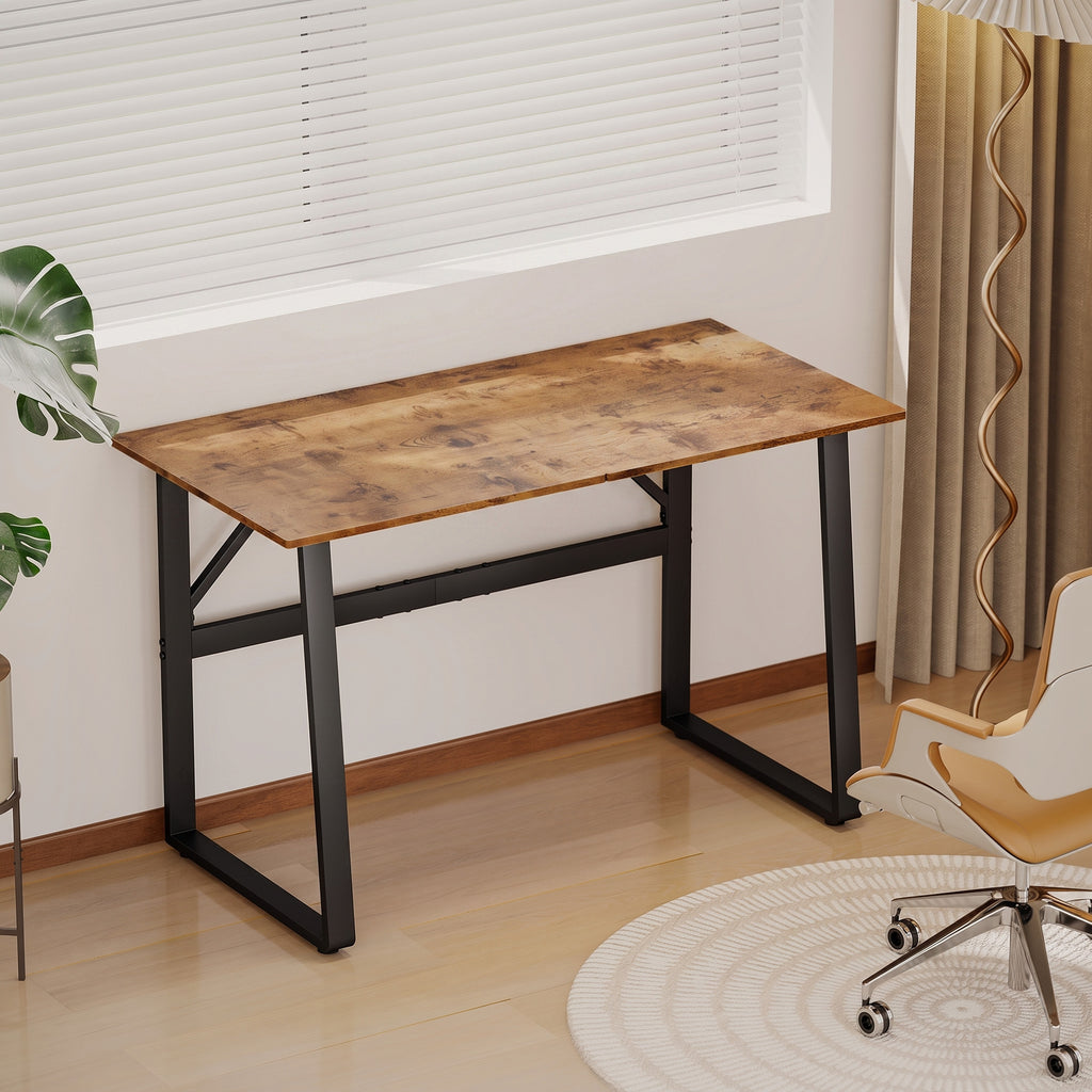 Bureau d'Ordinateur 120 cm, Bureau Simple, Pieds Réglables, pour Petit Espace, Travail à Domicile, Étude, Brun Rustique
