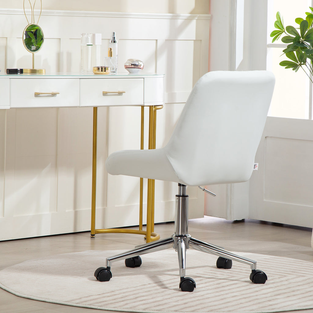 Fauteuil de bureau sans accoudoirs, chaise de bureau avec hauteur réglable, 52x58x80-90cm, blanc