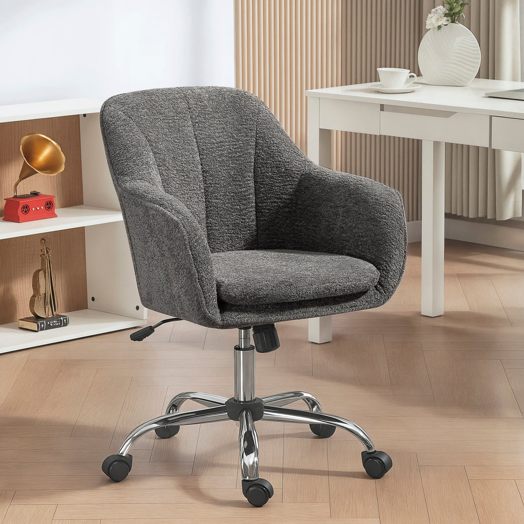 Chaise de bureau, fauteuil de bureau ergonomique réglable en hauteur, siège pivotante, fonction de bascule, gris