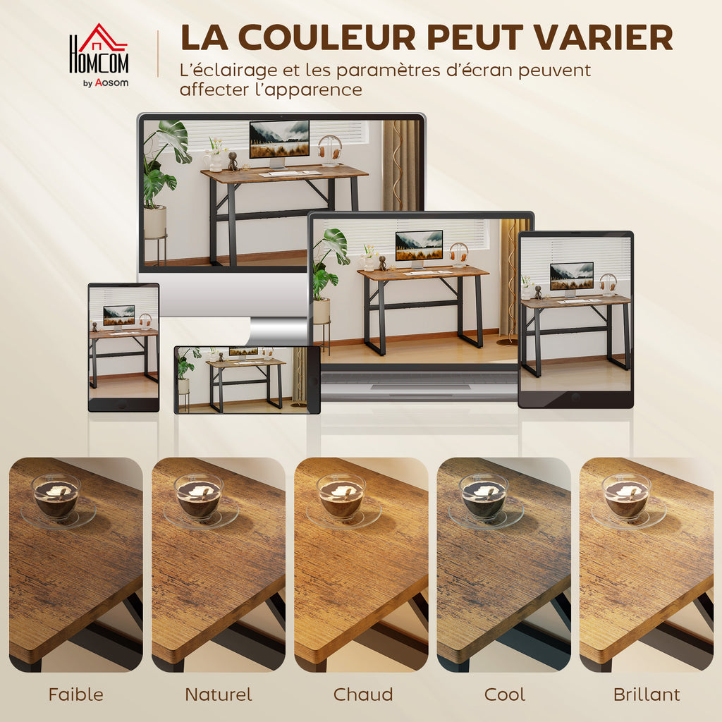 Bureau d'Ordinateur 120 cm, Bureau Simple, Pieds Réglables, pour Petit Espace, Travail à Domicile, Étude, Brun Rustique