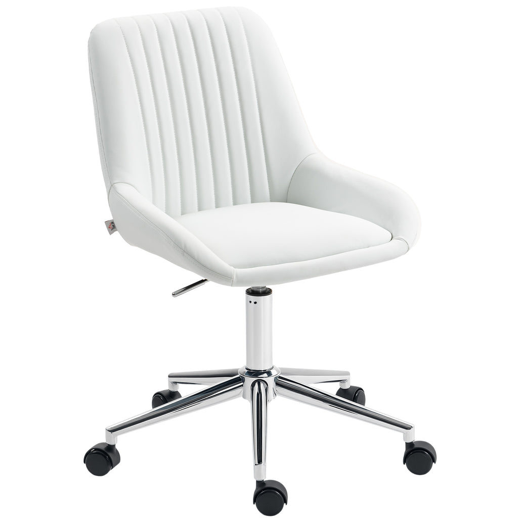 Fauteuil de bureau sans accoudoirs, chaise de bureau avec hauteur réglable, 52x58x80-90cm, blanc