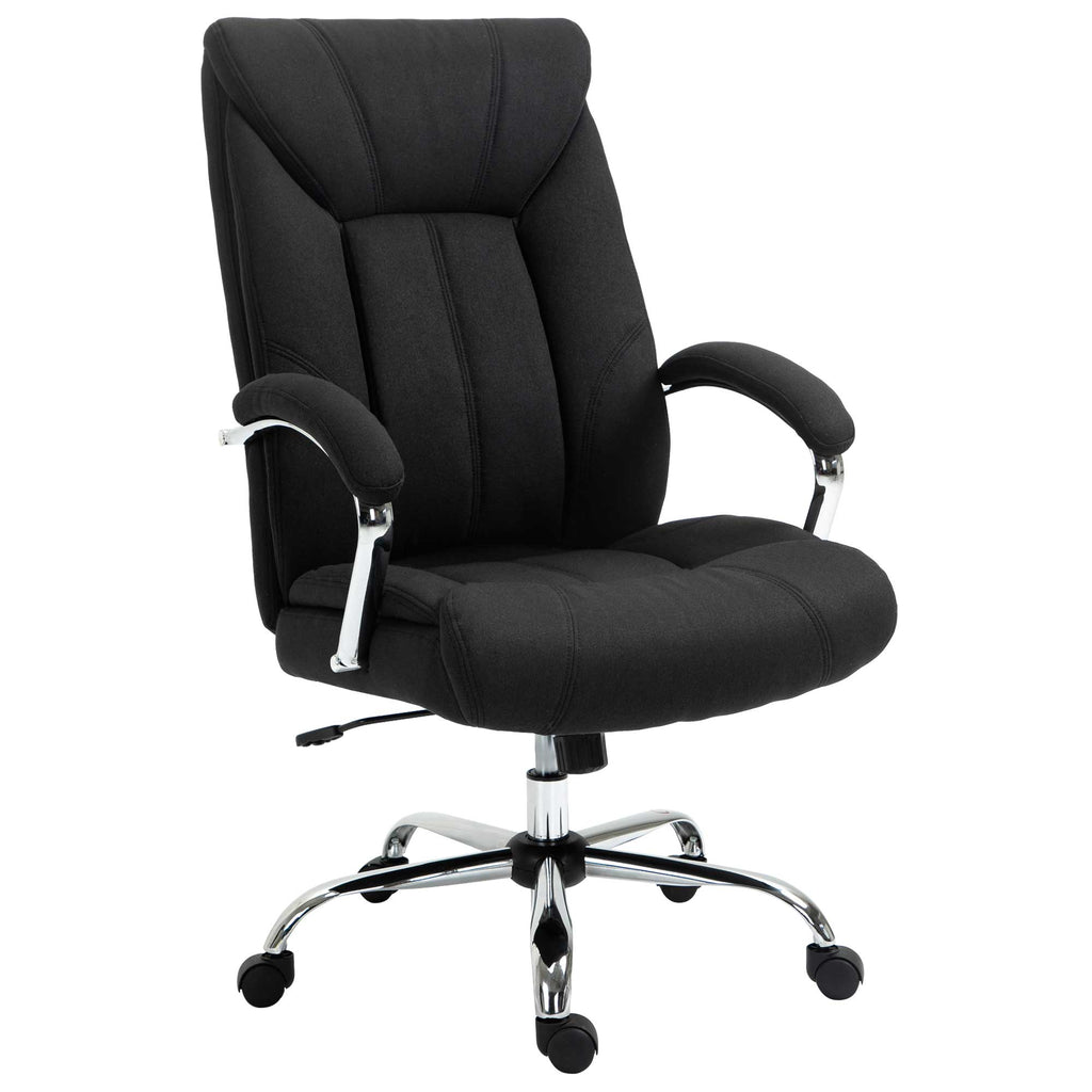 Fauteuil de bureau, chaise de bureau ergonomique, hauteur réglable, dossier haut, fonction de bascule, 65x78x118cm, noir